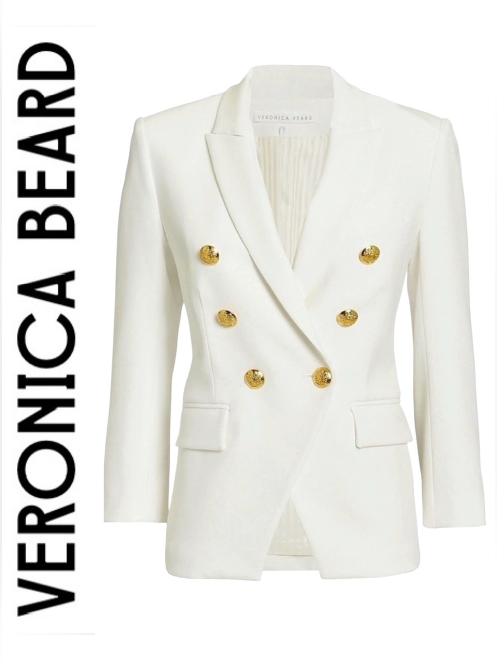 VERONICA BEARD Empire Dickey Jacket Off White & Gold 16 NEW!